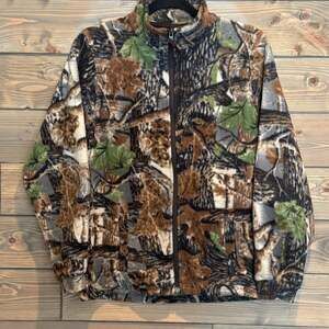 Vintage kids Cabela's Realtree Forest Camo Full Zip Fleece Jacket Large